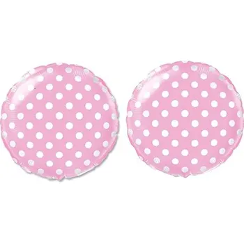 Balónek FLEXMETAL Balón foliový - kulatý, růžový s bílými puntíky, 45 cm, 2 ks