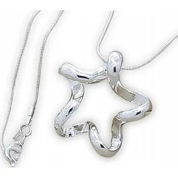 Náhrdelník Stříbrný dětský náhrdelník Hvězdička Mořská hvězdice řetízek hadí kůže 925