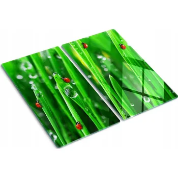 Obraz Skleněné kuchyňské desky na servírování s grafikou Tráva Beruška 2x30x52 cm