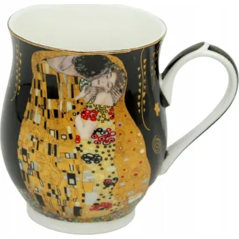 HOME ELEMENTS Porcelánový hrnek 350 ml, Klimt Polibek černý