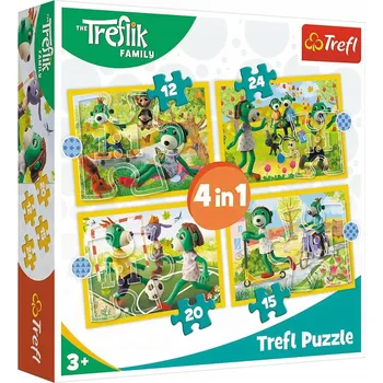 PUZZLE 4v1 RODINA TREFLÍKŮ SPOLEČNÉ HRANÍ TREFLÍKŮ 207 dílků TREFL