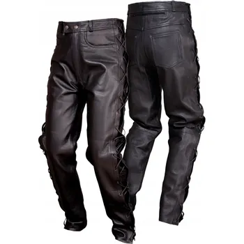 Moto kalhoty Pánské kožené motocyklové kalhoty se šněrováním L&J Rypard černé 4XL