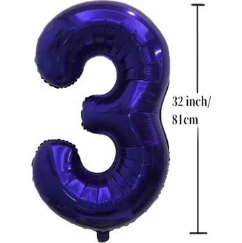 Balónek Fóliový balónek ČÍSLICE 3 Narozeniny Oslava Párty Tmavě modrý 81 cm (32 palců)