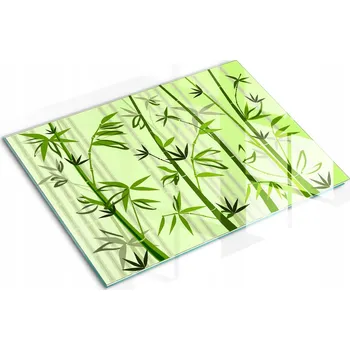 Obraz Dekorativní kuchyňská deska z Tvrzené Sklo na krájení, bambusový motiv, 60x52 cm