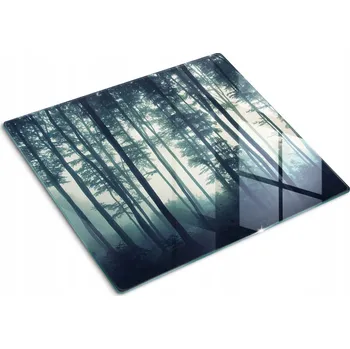 Obraz Skleněné dekorativní prkénko Na Servírování Jednohubek Les v mlze 60x52 cm