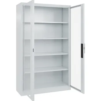 Jednací stůl Dílenská skříň Acurado, s vložnými policemi, 1200 x 400 x 1950 mm, světle šedá