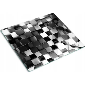 Obraz Dekorativní Deska Tvrzené Sklo na Krájení Abstrakce krychle 60x52 cm