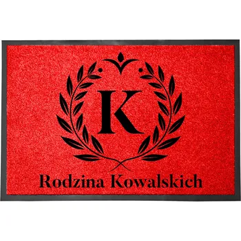 ČERVENÁ ROHOŽKA 40X60 S VLASTNÍMI INICIÁLAMI - PERSONALIZOVANÁ ROHOŽKA DO INTERIÉRU