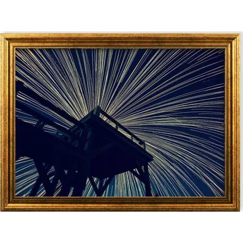 Obraz Obraz Ohňostroj 50x70 cm, rámovaný, zlatý rám