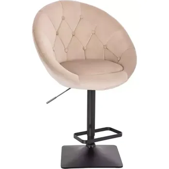 Barová židle LuxuryForm DESIGN Barová židle VERA VELUR na černé hranaté podstavě - latte