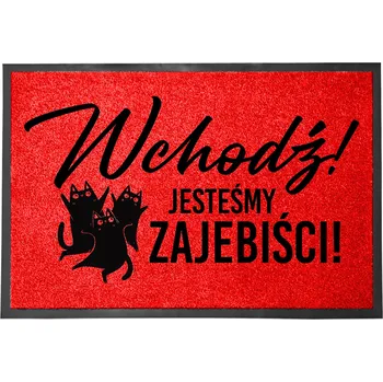 Rohožka VCHODOVÁ ROHOŽKA ČERVENÁ 40X60 CM - VTIPNÝ DESIGN, STYLOVÁ, S POTISKEM - DOMÁCÍ DEKORACE