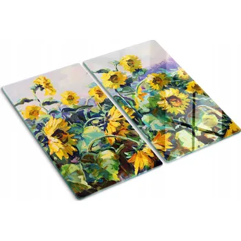 Obraz Dvě Dekorativní Prkénka z Tvrzené Sklo na Krájení Slunečnice 2x30x52 cm