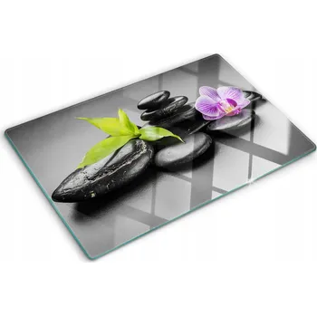 Obraz Skleněné Dekorační Prkénko Na Servírování Jednohubek Kameny Zen 80x52 cm
