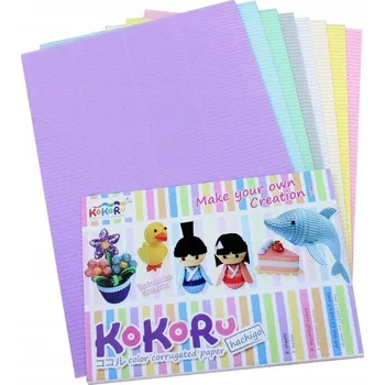 Barevný papír Vlnitá lepenka A4 8 barev mix PASTELOVÉ + oči / Pastello /