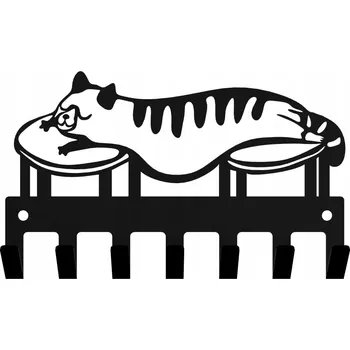 Věšák Věšák na klíče KOČKY KOČKA LEŽÍCÍ loft černý