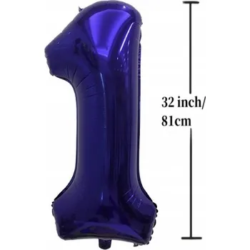 Balónek FÓLIOVÝ BALÓNEK ČÍSLICE 1, NAROZENINOVÁ PÁRTY, TMAVĚ MODRÝ, 32 PALCŮ
