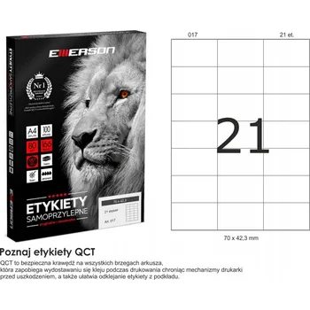 Samolepící etiketa Samolepicí etikety A4 EMERSON 100 listů 70x42,3 mm, 21 etiket na listu