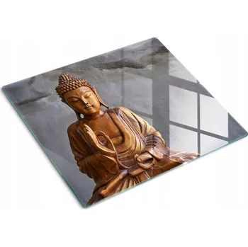 Obraz Skleněná dekorativní deska Na Servírování Jednohubek, dřevěný Buddha, 60x52 cm
