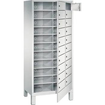 Šatní skříň Skříňka na prádlo Cabo-Plus, 2 oddíly, 20 boxů, 810 x 500 x 1850 mm, světle šedá, na nožičkách