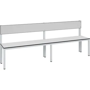 Zahradní lavice Šatní lavice Basic, s opěrkou, sedák světle šedý, š 1960 mm