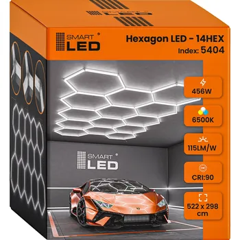 LED Lampa Hexagon Stropní 522x298 cm Panel Osvětlení do Garáže Dílny