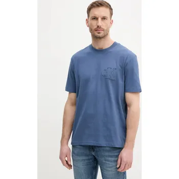 Pánská móda Bavlněné tričko Calvin Klein Jeans J30J327494 modrá 95X, vel. M