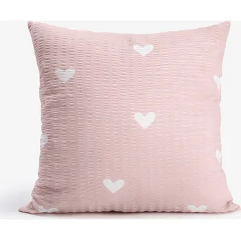 Povlak na dekorativní polštářek Krepový povlak na polštář - Srdíčka na pudrově růžovém 40 x 40 cm