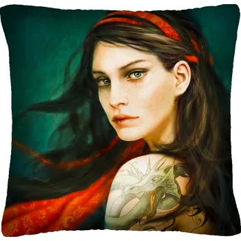 Polštář POLŠTÁŘ ANIME 19 ŽENA ROZPUŠTĚNÉ VLASY ČERVENÁ