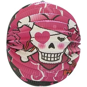 Party dekorace PAPÍROVÝ LAMPION PIRÁTSKÉ LEBKY růžový GIRL