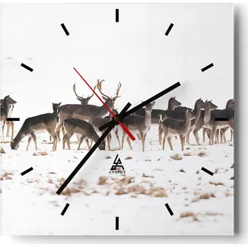 Hodiny Velké nástěnné hodiny 40x40 cm Zvířata Skleněné tiché hodiny
