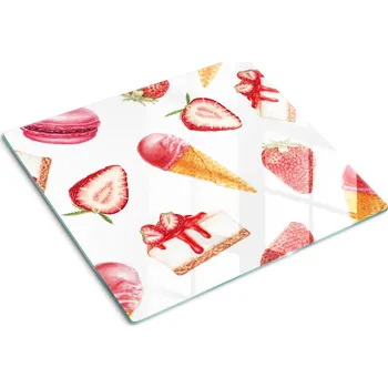Obraz Multifunkční Dekorační Skleněná Deska do Kuchyně na Krájení/Servírování, Dezert, 60x52 cm