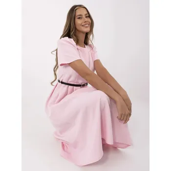 Dámské šaty Elegantní šaty s nabíranými rukávy Italy Fashion růžové EU velikost: Univerzální