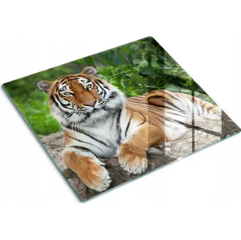 Obraz Skleněná kuchyňská deska na servírování s grafikou tygra sibiřského 60x52 cm