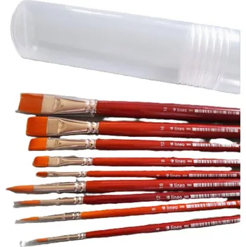 Umělecký štětec Lineo Štětce syntetické Toray dlouhá rukojeť 9 kusů sada Plastový obal