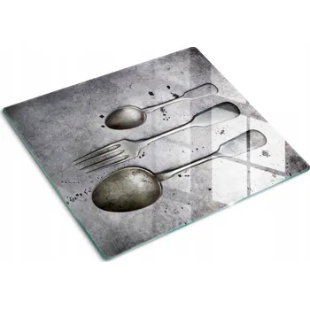 Obraz Dekorativní Kuchyňská Deska z Tvrzené Sklo na Krájení Příborů 60x52 cm