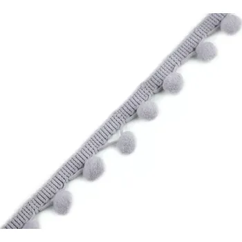 Stuha Prýmek 38mm s bambulkami Šedý (Prýmek s bambulkami)