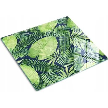 Obraz Ozdobná Skleněná Deska na Krájení a Servírování Tropické Listy 60x52 cm