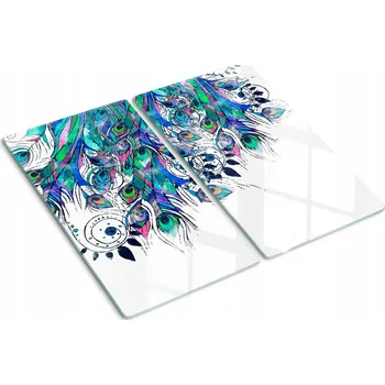 Obraz Skleněné Dekorativní Desky Na Servírování Jednohubek Paví pera 2x30x52 cm