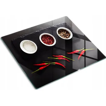 Obraz Skleněná kuchyňská deska na servírování s grafikou Koření a chilli 60x52 cm