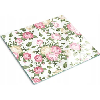 Obraz Skleněná Dekorační Deska s Grafikou Na Servírování Jednohubek Růže 60x52 cm