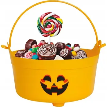 Party dekorace Kbelík Kotlík oranžový DÝNĚ na sladkosti na HALLOWEEN 24x23x15cm