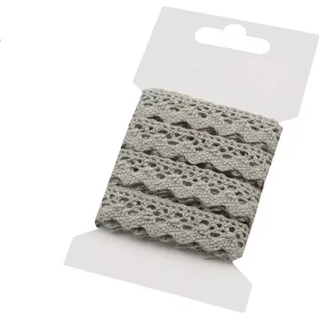 Stuha Krajková stuha 15mm Světle šedá 3m (Bavlněná krajka šíře 15 mm paličkovaná Světle šedá)