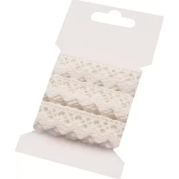 Stuha Krajková stuha 15mm Krémová 3m (Bavlněná krajka šíře 15 mm paličkovaná Krémová)