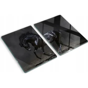 Obraz Kuchyňské Multifunkční Ozdobné Desky Tvrzené Sklo Černý kůň 2x40x52 cm