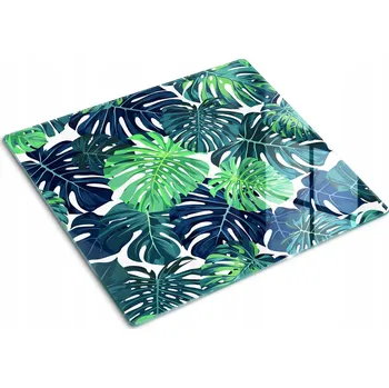 Obraz Ozdobná Skleněná Deska na Krájení a Servírování Tropické Listy 60x52 cm