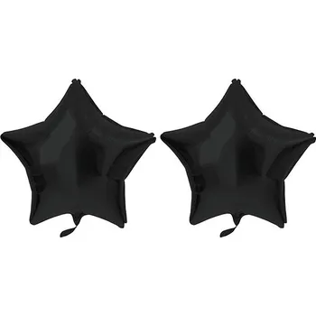 FOLAT Balón foliový - hvězda, matná černá , 48 cm, 2 ks