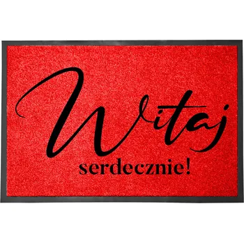 Obraz VCHODOVÁ ROHOŽKA ČERVENÁ 40X60 CM - STYLOVÁ DEKORACE S VTIPNÝM POTISKEM