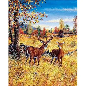 Diamantové malování Norimpex Jeleni na poli 30 × 40 cm