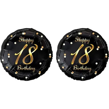 Balónek GoDan Balón foliový 18 let - happy birthday / narozeniny, 45 cm, 2 ks