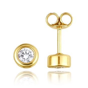 Náušnice MINET Elegantní zlaté náušnice s bílými zirkony Au 585/1000 1,35g JMG0273WGE01